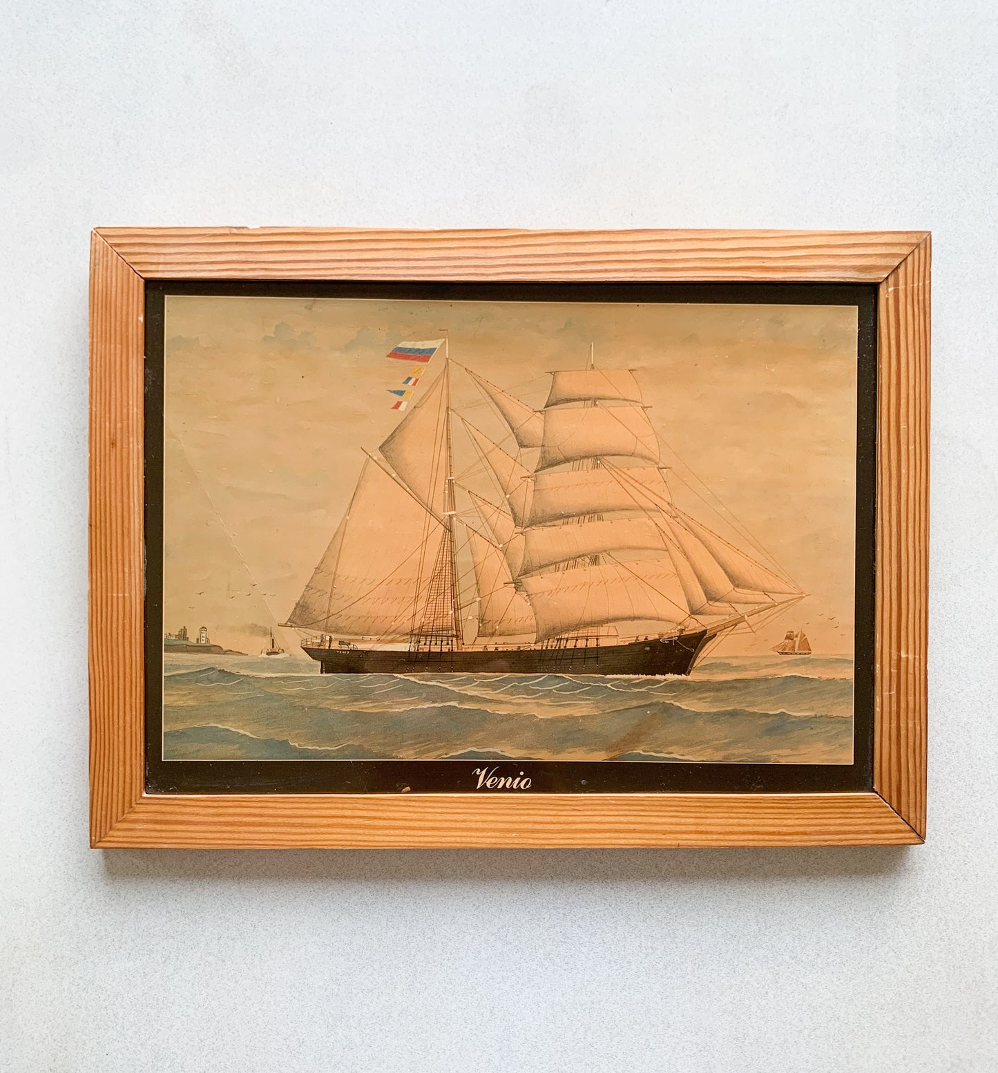 Antique maritime print | Finnish schooner Venio, circa 1900s