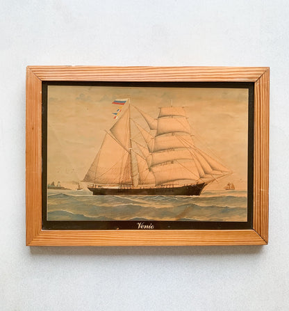 Antique maritime print | Finnish schooner Venio, circa 1900s