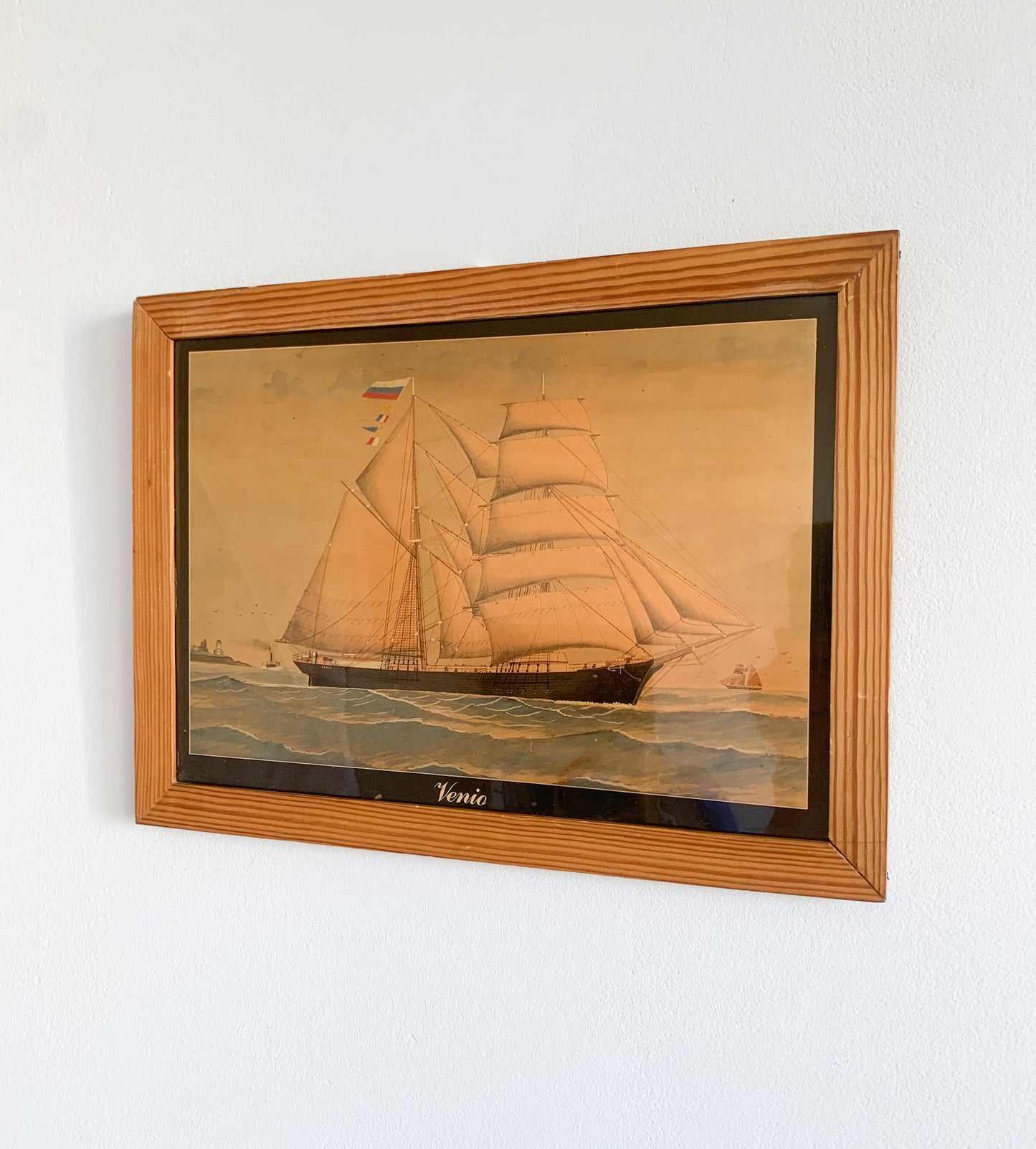 Antique maritime print | Finnish schooner Venio, circa 1900s