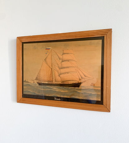 Antique maritime print | Finnish schooner Venio, circa 1900s