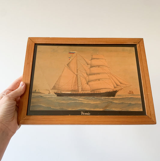 Antiker maritimer Druck | Finnischer Schoner Venio, ca. 1900er Jahre