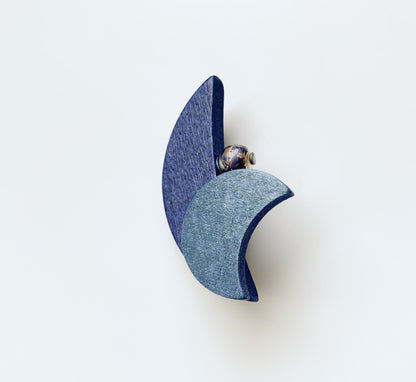 Aarikka Finland | “Blue Sail” wooden brooch