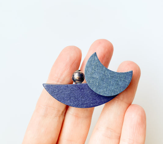 Aarikka Finland | “Blue Sail” wooden brooch