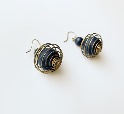 Aarikka Finland | Tango Wood and Brass Earrings