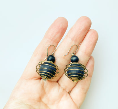 Aarikka Finland | Tango Wood and Brass Earrings