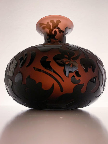 Michael Weems, Cameo Amethyst Glass Art Vase USA