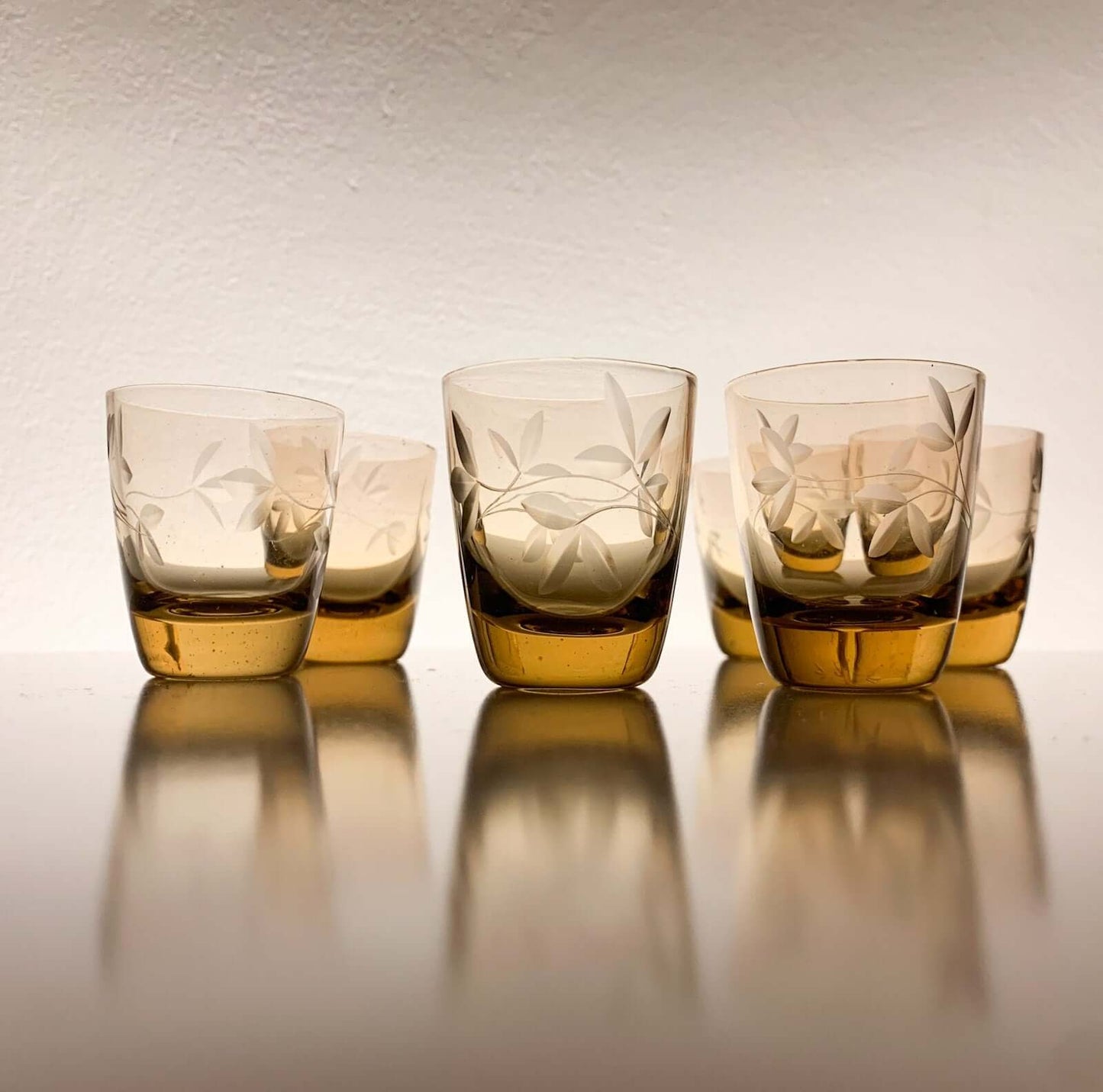 Uranium Vaseline Full Set of 6 Glasses, Finland 1960s