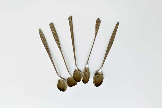 Set of 5 silverplated spoons for cocktail, tea, Space age, Denmark