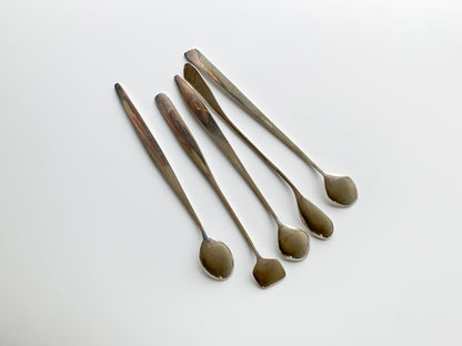 Set of 5 silverplated spoons for cocktail, tea, Space age, Denmark