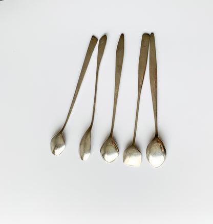 Set of 5 silverplated spoons for cocktail, tea, Space age, Denmark