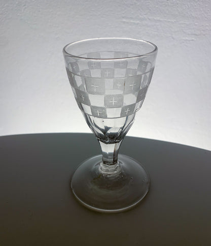 Antique Wine Glass Etched, likely Casimirsborg style