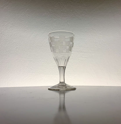 Antique Wine Glass Etched, likely Casimirsborg style