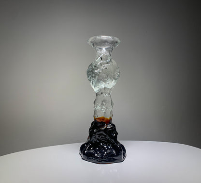 Art Glass Candle Holder & Figurine, 21 cm signed | Humppila Finland