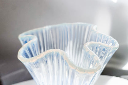Vintage opalescent glass vase Reffla, designer Arthur Percy, Gullaskruf Sweden, 50s