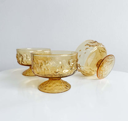 3 Anchor Hocking Lido Milano Amber Glass Dishes | 1960s