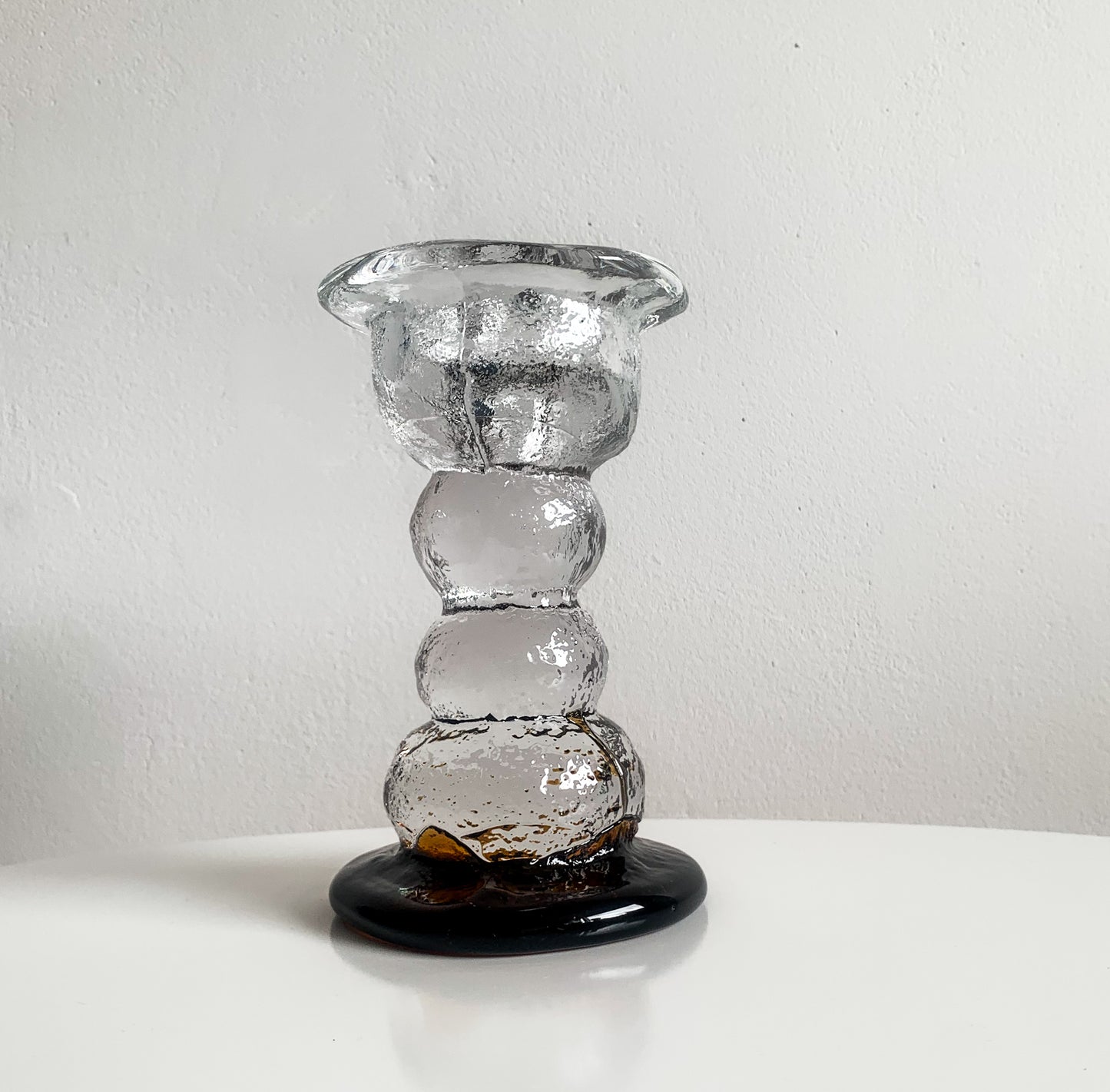 Brutalist figurine Kivi set | Humppila Finland 1980s amber