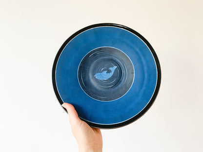 Vintage Art Deco glass platter Fish in Ocean Depths, Afors Sweden