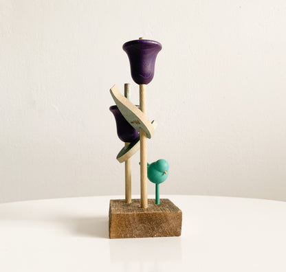 Aarikka Finland | Wooden Bird and Flowers Figurine