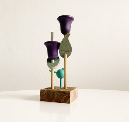 Aarikka Finland | Wooden Bird and Flowers Figurine