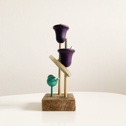 Aarikka Finland | Wooden Bird and Flowers Figurine