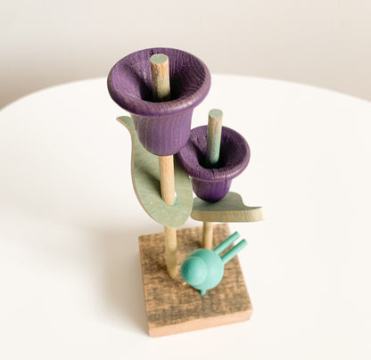 Aarikka Finland | Wooden Bird and Flowers Figurine