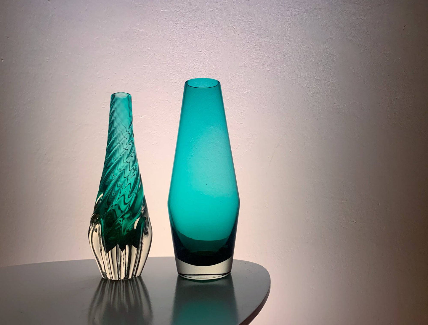 Pop Art glass turquoise vase, designer Tamara Aladin, Riihimaki Finland