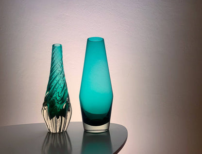 Pop Art glass turquoise vase, designer Tamara Aladin, Riihimaki Finland