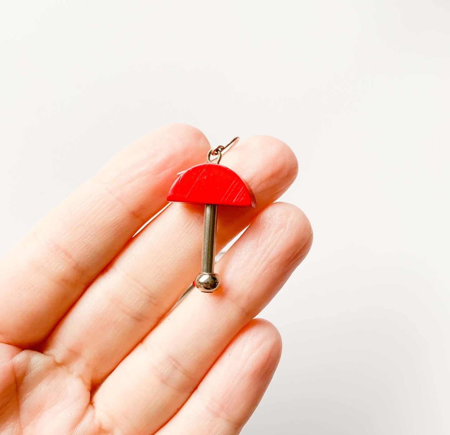 Aarikka Finland, Red Wood and Metal Earrings
