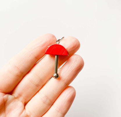 Aarikka Finland, Red Wood and Metal Earrings