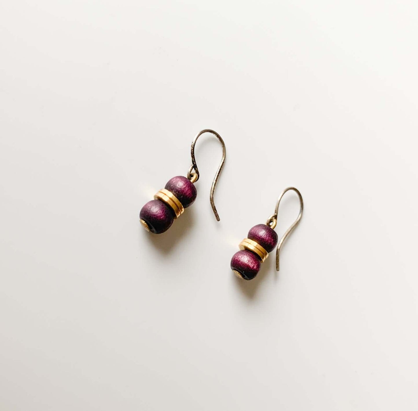 Aarikka Finland, Burgundy plum wood earrings Tamara