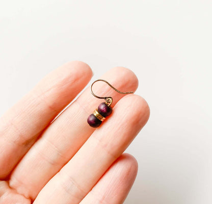 Aarikka Finland, Burgundy plum wood earrings Tamara