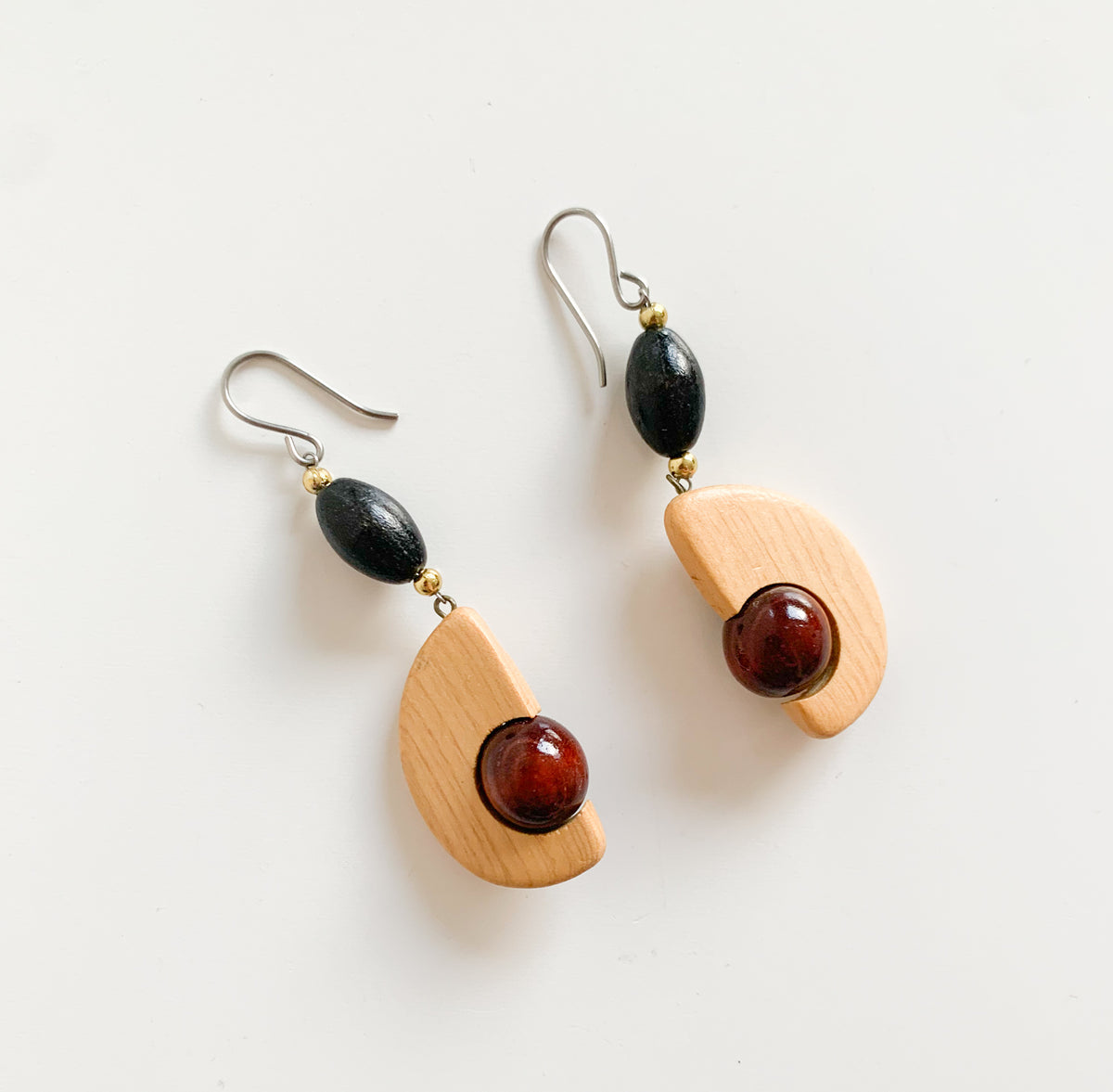 Wooden Avocado drop earrings