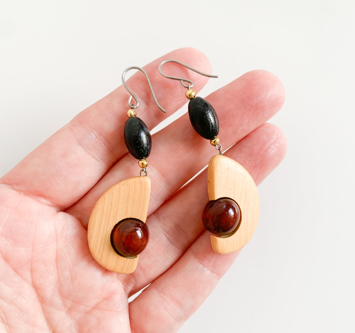 Wooden Avocado drop earrings
