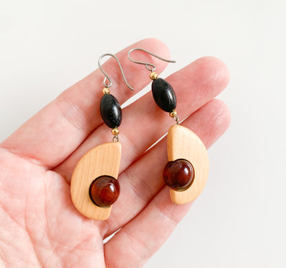 Wooden Avocado drop earrings