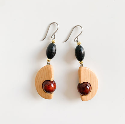Wooden Avocado drop earrings