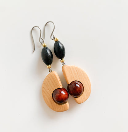 Wooden Avocado drop earrings