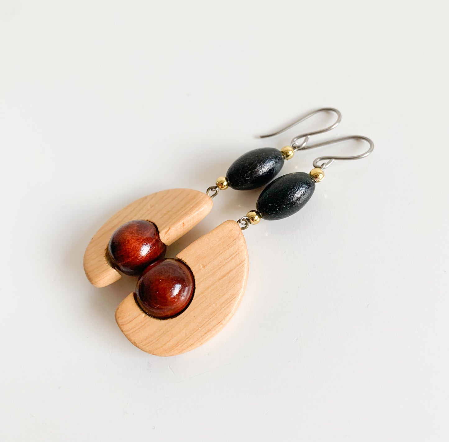 Wooden Avocado drop earrings