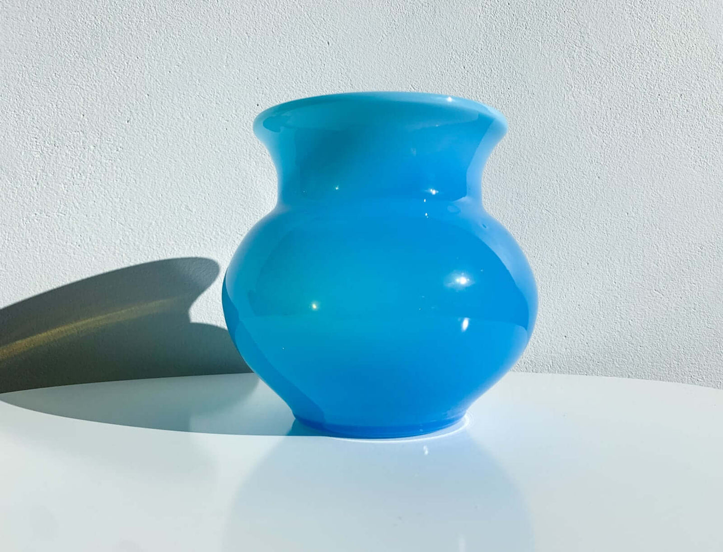 Erik Hoglund Kosta Boda, Opaline Turquoise vase, 1960s Signed