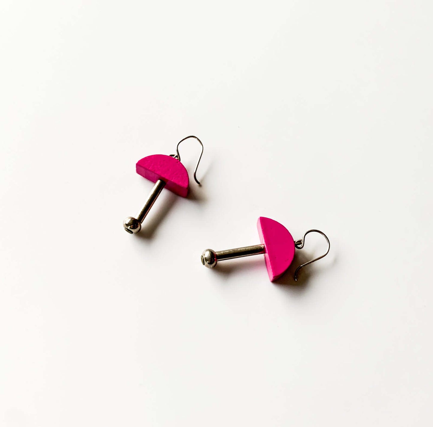 Aarikka Finland, Pink Wood and Metal Earrings
