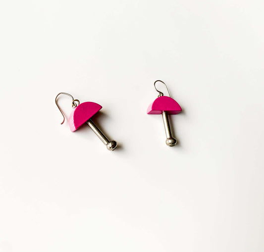 Aarikka Finland, Pink Wood and Metal Earrings