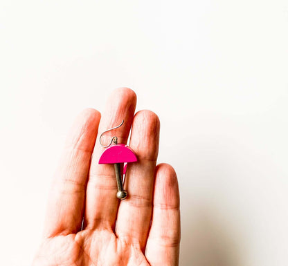 Aarikka Finland, Pink Wood and Metal Earrings