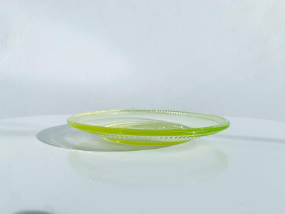 Vintage Uranium Vaseline Glass Saucer, 1950s