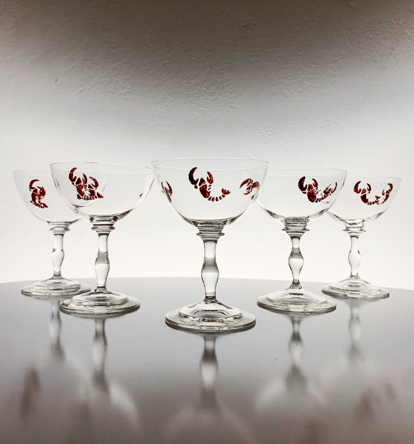 Riihimäki Tyra Lundgren | 5 Thyla glasses, crayfish decoration