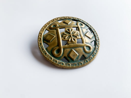 Midcentury Brass Stamped Brooch