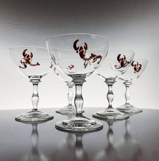 Riihimäki Tyra Lundgren | 5 Thyla glasses, crayfish decoration
