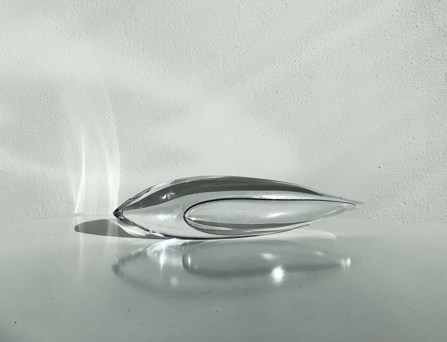 Vicke Lindstrand Kosta Boda, Crystal Fish 1960s Signed