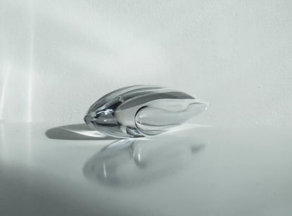 Vicke Lindstrand Kosta Boda, Crystal Fish 1960s Signed