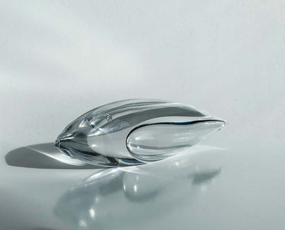 Vicke Lindstrand Kosta Boda, Crystal Fish 1960s Signed