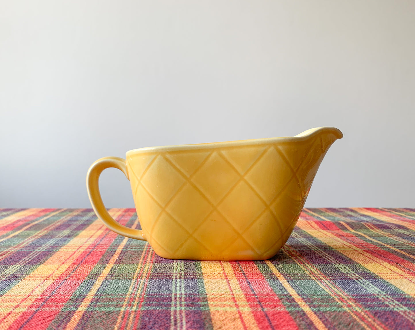 Yellow Rörstrand ceramic creamer, series Duka med mej, 1950s