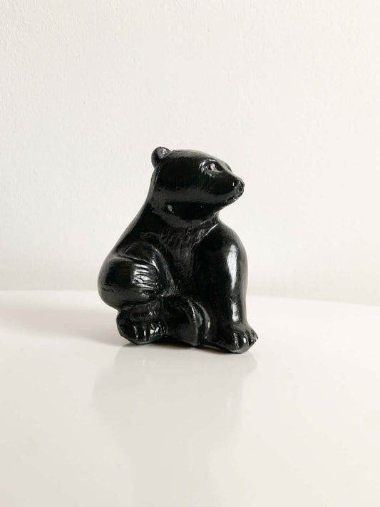 Vintage Black Bear Figurine | Epoxy Resin Sculpture
